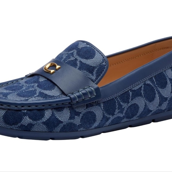 Coach Denim Blue Patterned Loafers - Picture 1 of 5